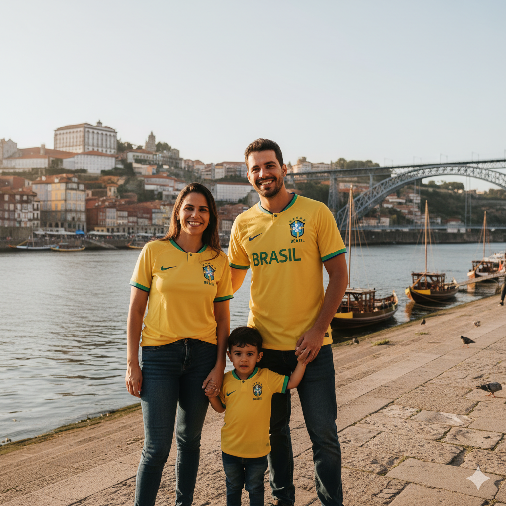 Família brasileira no Porto, Portugal